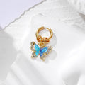 Gold Hoop Rhinestone Butterfly Charm Earrings 4 Colors view 3