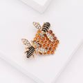 Enamel Bees Honeycomb Brooch Rose Gold Crystal Wing Pin view 4