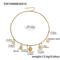 Gold Steel Heart Celestial Multi Charm Necklace Bracelet Set view 7