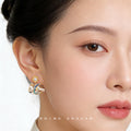 Gold Tone White Deer And Multicolor Enamel Stud Earrings view 2