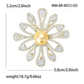 Pearl Flower Brooch Micro Pave Zircon Gold or Silver view 4