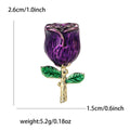 Mini Enamel Rose Brooch Red and Purple with Gold Stem view 7