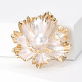 Gold Edge Enamel Peony Flower Pearl Brooch Five Colors view 3