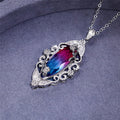 Gradient Marquise Stone Open Filigree Pendant Necklace view 7