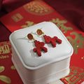 Five Red Horse and Lucky Message Festive Dangle Earrings view 3