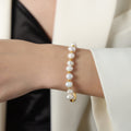 Freshwater Pearl Bracelet Organic Bar Hook Clasp Gold Steel view 8