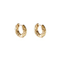 Gold Irregular Wavy Huggie Hoop Earrings Thick Metal Pair view 5