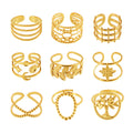 Gold Openwork Geometric Open Rings Nine Style Stack Set view 5