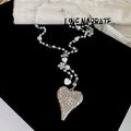 Silver Heart Pearl Y Necklace And Shell Tassel Drop Earrings view 7