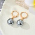 Gold Tone Oversized Satin Ball Huggie Drop Earrings in Five Colors view 7