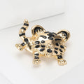 Two Tiger Enamel Brooch in Gold or Silver Tone With Black Stripes view 3