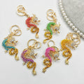 Rhinestone Chinese Dragon Keychain Metal Zodiac Bag Charm view 1