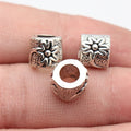 10x9.7x8.2mm 2g Antique Silver Zinc Alloy Flower Pattern Large Hole Beads for DIY Jewelry Making