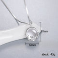 Silver Round Moonstone Antler Motif Pendant Necklace Metal view 5