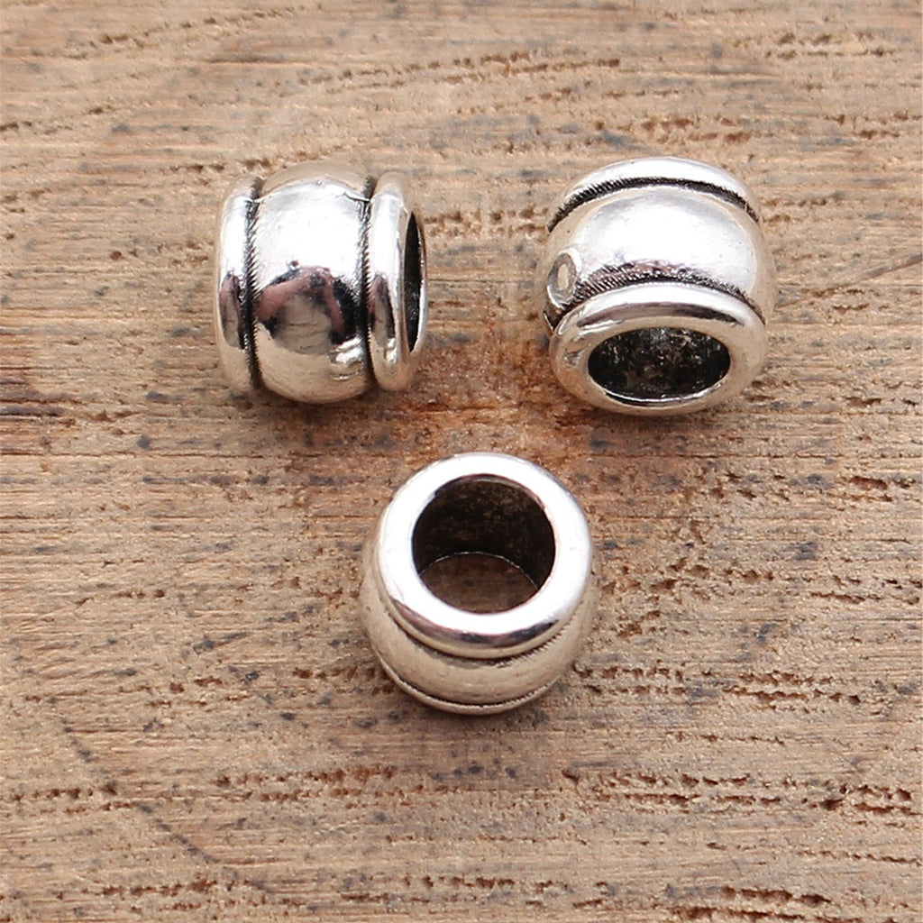 7.2x7.2x5.8mm 0.77g Antique Silver Zinc Alloy Large Hole Spacer Beads for DIY Bracelet Necklace Jewelry Making
