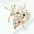 Dancing Woman Silhouette Brooch with Multicolor Crystals view 3