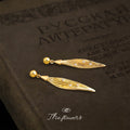 Gold Tone Clear Stone Slim Leaf Long Drop Stud Earrings view 1