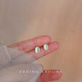 Gold-Tone Oval White Cat Eye Glass Mini Stud Earrings view 3