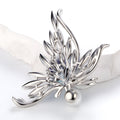 Pink White Butterfly Crystal Pearl Look Two Designs Metal Brooch Pin view 3
