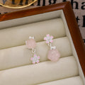 Asymmetric Yellow Cat Head And Paw Flower Drop Studs view 3