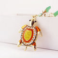 Gold-Tone Rhinestone Turtle Keychain In Six Color Options view 8