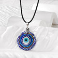 Black Cord Round Printed Glass Evil Eye Pendant Necklaces view 10