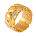 Heart Band Rings Rhinestone Accent Gold Silver Stainless view 5