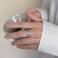 Silver Tone Purple Oval Stone Clear Butterfly Wing Open Ring view 2