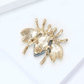 Gold Tone Bee Brooch Green Faceted Body Clear Rhinestone Head view 4