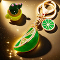 Jeweled Lemon Wedge Keychains in Yellow Green and Assorted Colors view 2