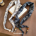 Paisley Print Scarf Necklace With Resin Bead Drops view 2