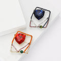 Geometric Square Crystal Brooch Rhinestone Frame Pin view 1