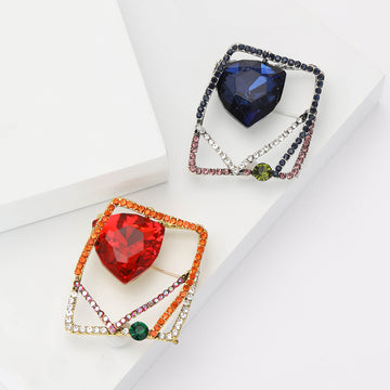 Geometric Square Crystal Brooch Rhinestone Frame Pin