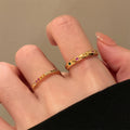 Gold Tone Two Ring Set With Colorful Stones And Textured Bands view 6