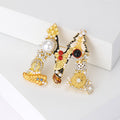 Jeweled Open Letter M Brooch With Pearl and Enamel Details view 2