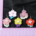 Silver Tone Layered Flower Acrylic Hook Earrings in Five Colors view 5