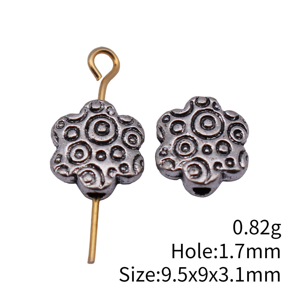 9.5x9x3.1mm 0.82g Multicolor Zinc Alloy Circle Texture Flower Flat Spacer Beads for Jewelry Making