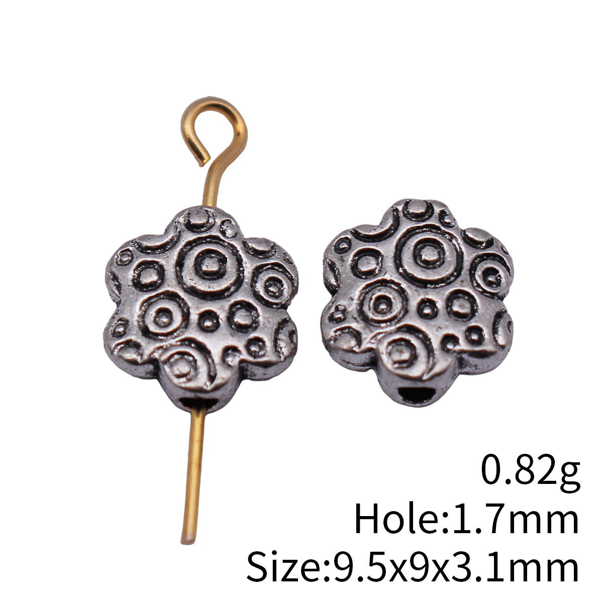 9.5x9x3.1mm 0.82g Multicolor Zinc Alloy Circle Texture Flower Flat Spacer Beads for Jewelry Making