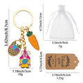 Gold Tone Easter Bunny Egg and Carrot Keychain and Attached Hardware view 2