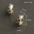 Gold CZ Set Thick Huggie Hoop Earrings Polished Metal view 4
