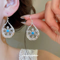 Silver Teardrop Flower Earrings and Pendant Necklace view 3