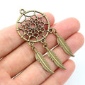 Dreamcatcher Feather Pendants in Bronze and Silver view 4