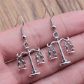 Balance Scale Dangle Earrings in Silver and Bronze Tones view 3