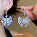 Silver Baguette Crystal Butterfly Pendant Necklace Set view 4
