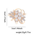 Floral Bouquet Crystal Pearl Look Metal Brooch Pin view 2