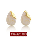 Gold-Tone Irregular Resin Teardrop Stud Earrings in Two Sizes view 11