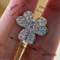 Clear Crystal Four Petal Flower Stud Earrings Polished Jewelry Accessory view 5