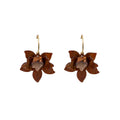 White and Brown Layered Petal Flower Long Hook Earrings view 5