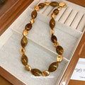 Brown Translucent Oval Bead Necklace Gold Metal Accents view 4