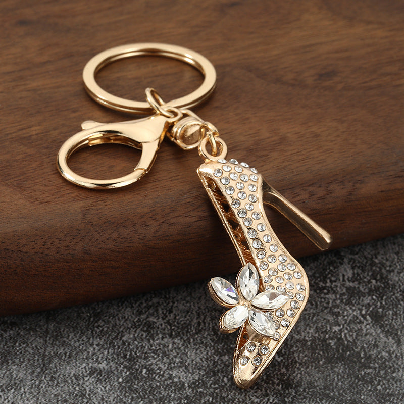Rhinestone High Heel Shoe Keychain with Crystal Pendant for Bags